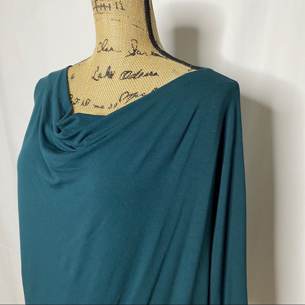 Eileen Fisher Teal Blue Draped Blouse Top - Picture 2 of 7